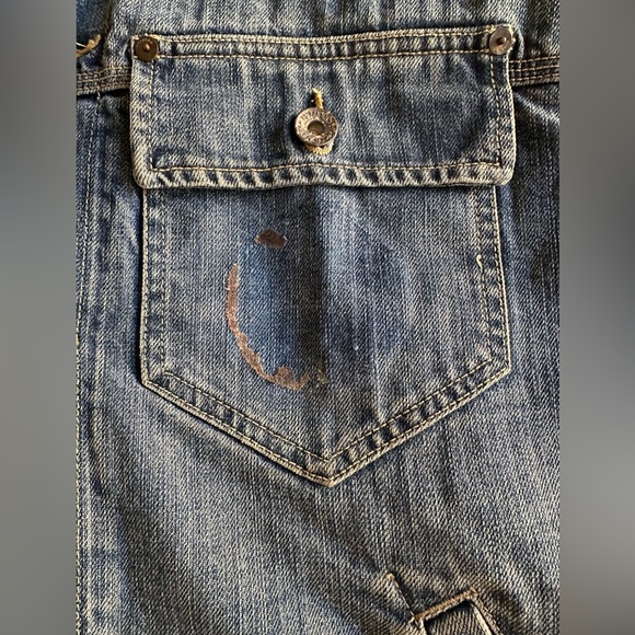 Vintage XL fleece lined denim jacket with custom Route 66 and Harley patches - Picture 10 of 13